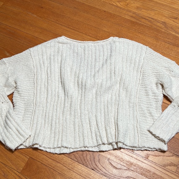 Free People slouchy crop sweater cream women’s XL - Picture 3 of 5